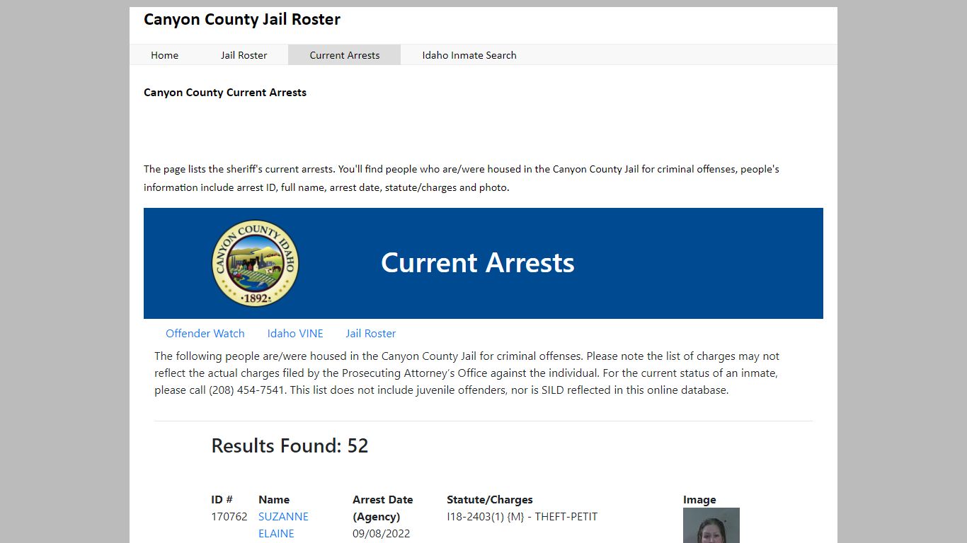 Canyon County Current Arrests - Canyon County Jail Roster