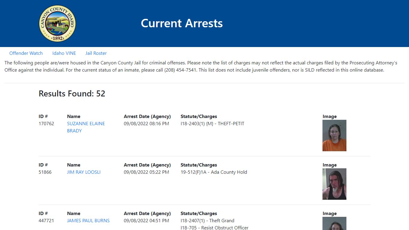 Current Arrests